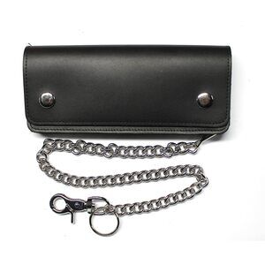6697 Slim Biker Wallet Premium Leather with 18 inch Chain Black